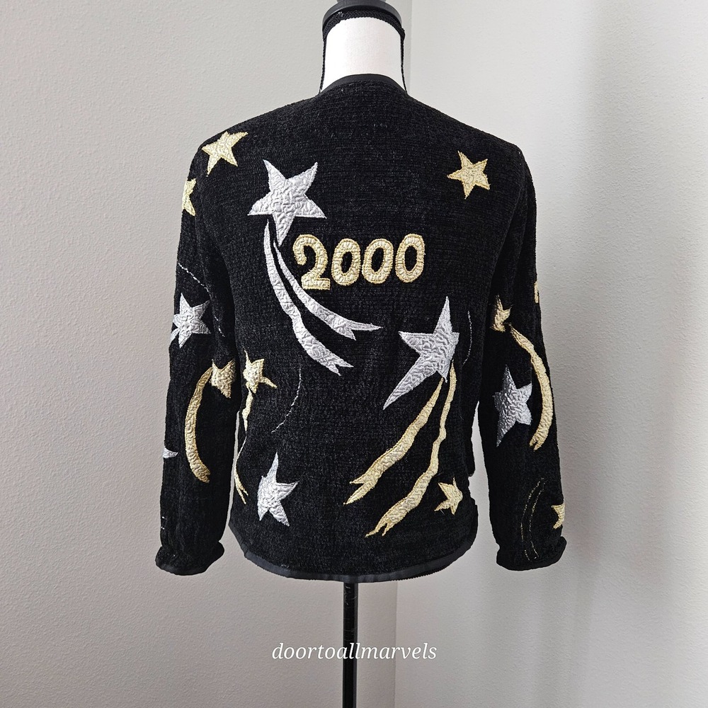 Allure Y2K 2000 Looped Cardi Jacket Gold & Silver Women sz Medium